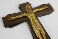 Mosiężny wiszący Krzyż krucyfiks pasyjka JEZUS 20 cm