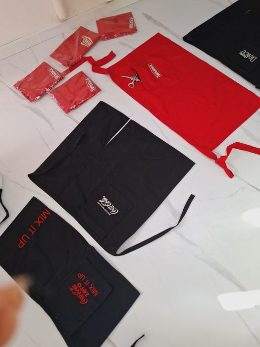 Fartuszek barmański fartuch bawełna firmowy do ogrodu gadżet imprezowy