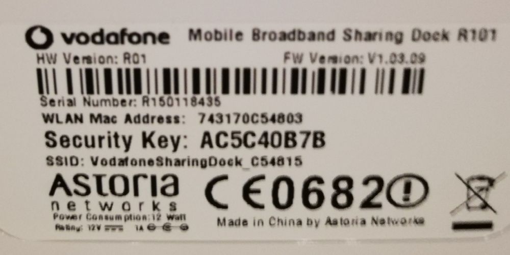 Vodafone Router Wireless Banda Larga 3G Sharing Dock R101 Hotspot