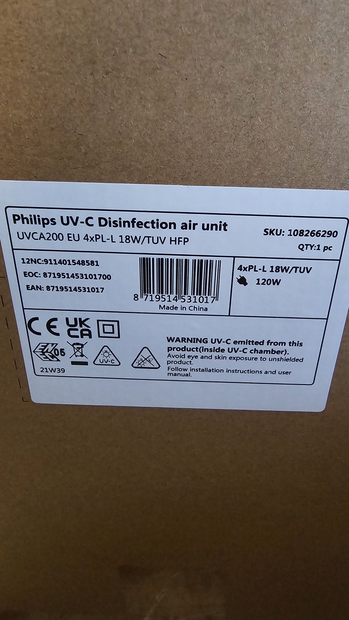 Oczyszczacz powietrza Philips UVCA200 UV-C