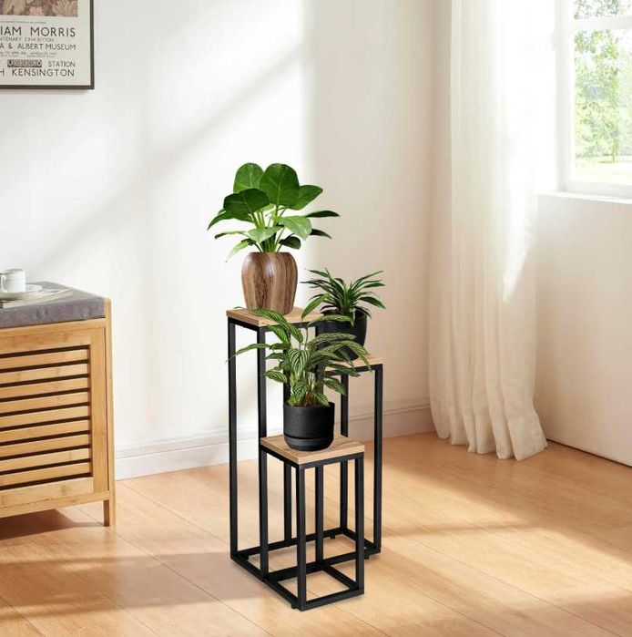 Kwietnik stojący metalowy LOFT industrialny stojak na kwiaty z półkami