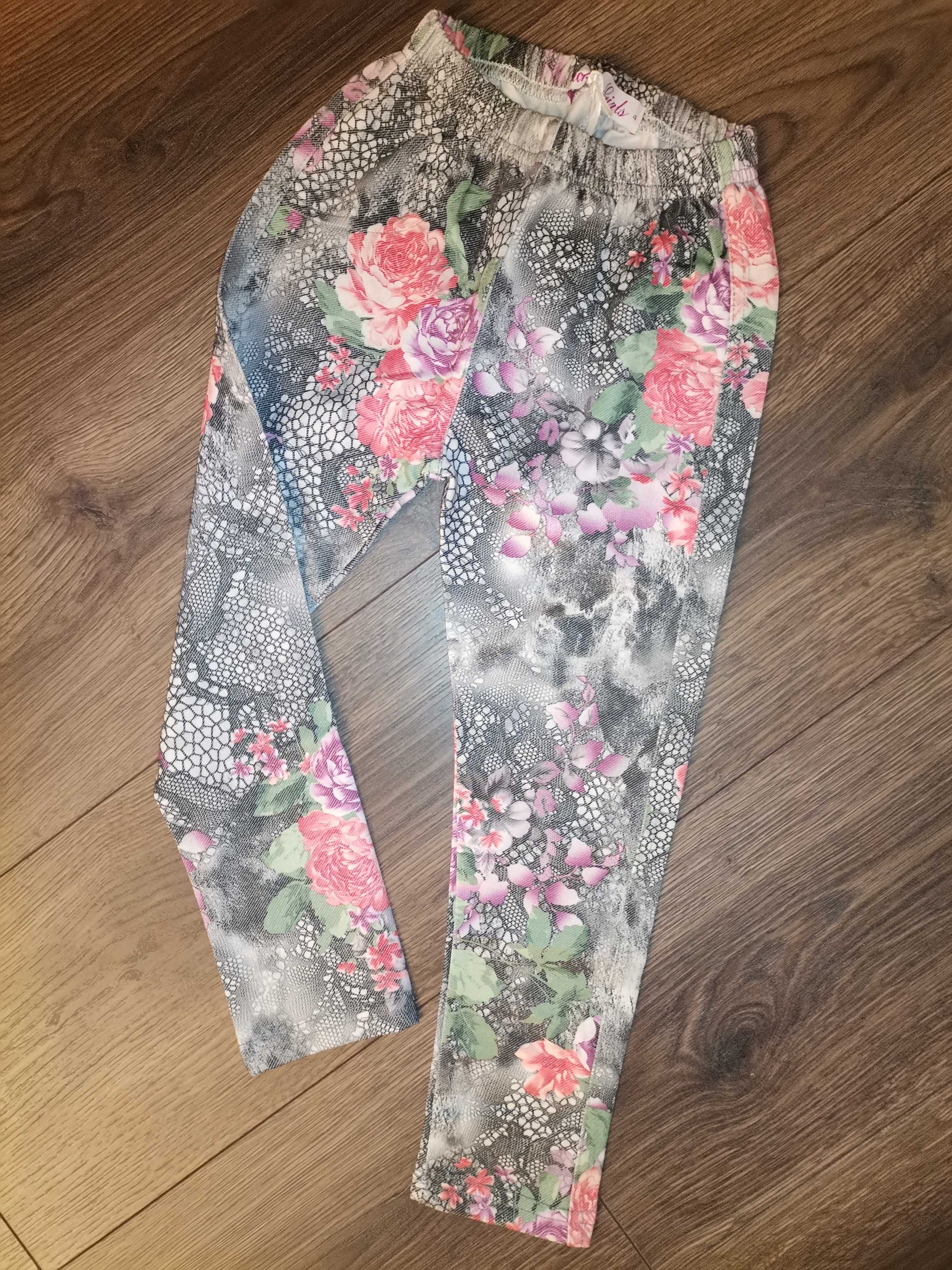 Legginsy w kwiaty, 4 lata, r 104