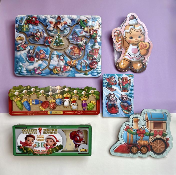 Новорічна гра Лабіринт, іграшки печиво половинки Паровоз Ань Янь Ubee