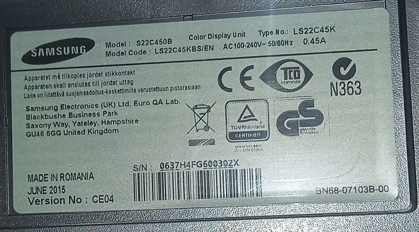 Monitor Samsung 22°