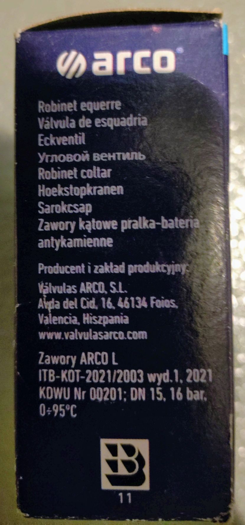 Zawór kątowy Arco pralka-bateria antykamienny 1/2 x 3/4 x 3/8 NOWY!!!