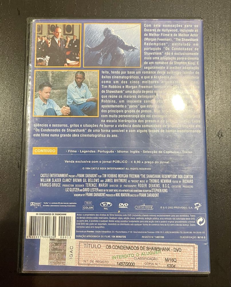 Filme - os condenados de Shawshank - DVD