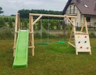 Plac zabaw "Tymek" huśtawka zjeżdżalnia wspinaczka wysoka jakość