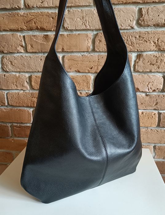 Torebka włoska Vera Pelle skóra naturalna czarna