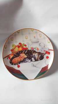 Коллекционная номерная тарелка на стену с кошками.Англия.