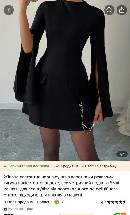 Жіноча чорна сукня розмір S