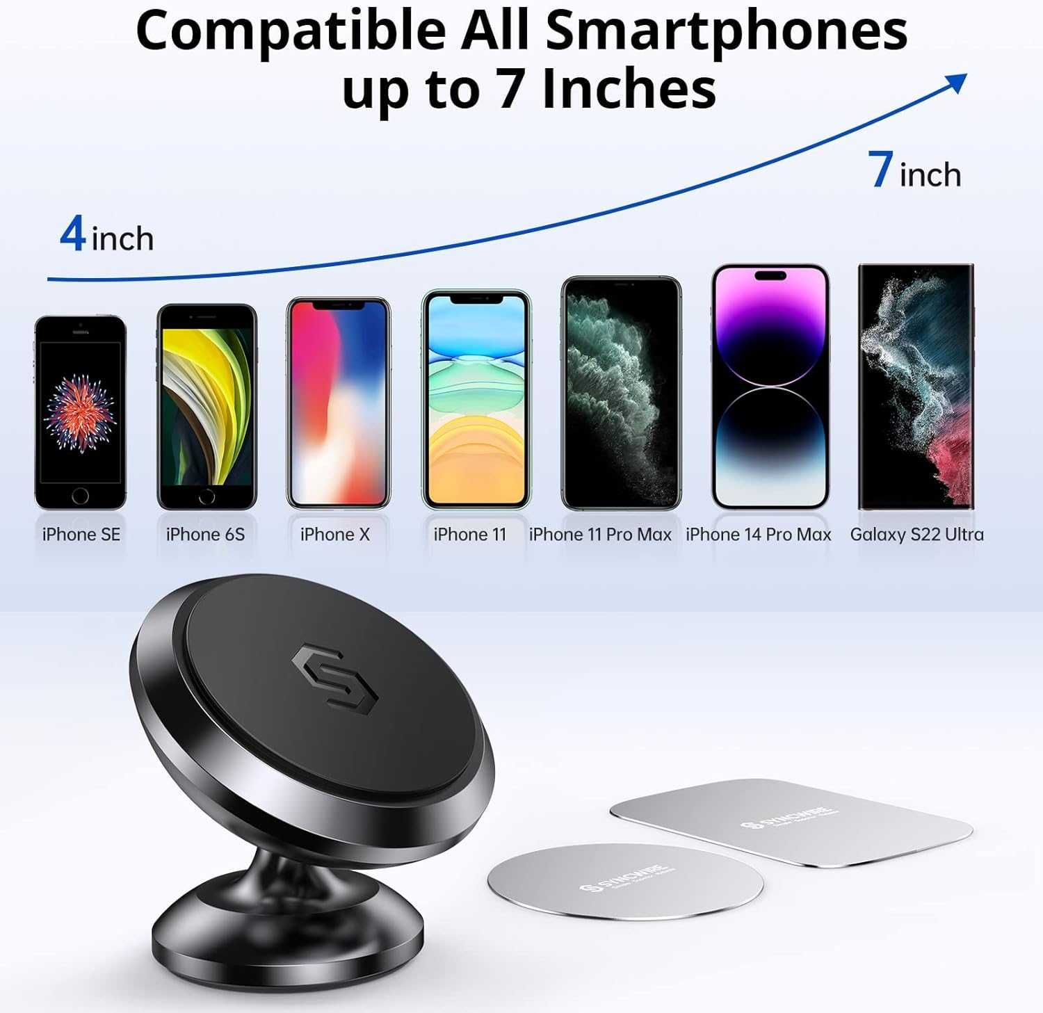 SYNCWIRE Magnetyczny uchwyt samochodowy na telefon czarny dyskretny