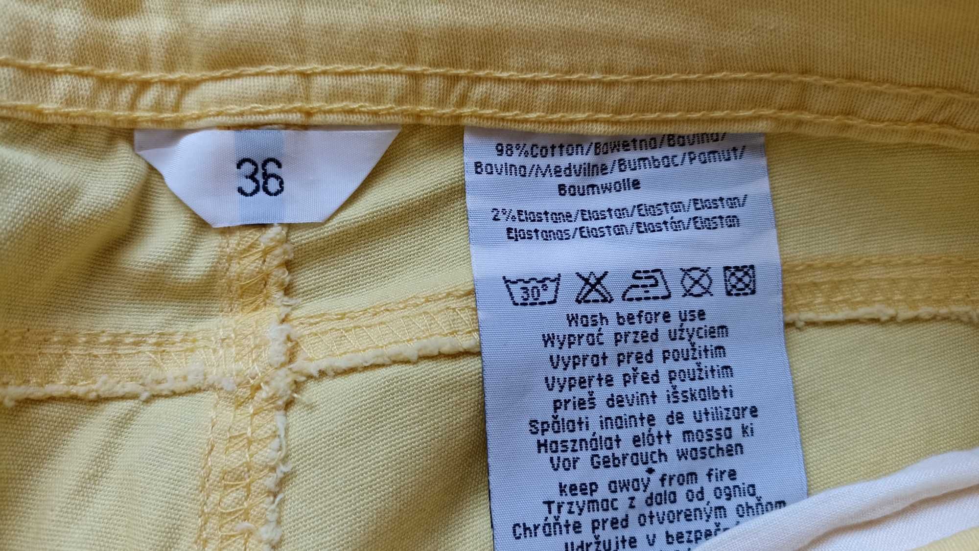 Nowe żółte bawełniane spodnie, rozmiar 36