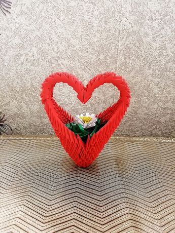 Серце з квіткою ( модульное оригами )