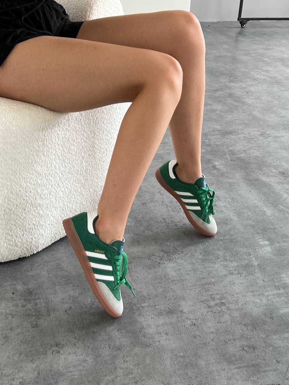Женские замшевые кеды Adidas Samba green / Адидас Самба 36 37 38 39 40