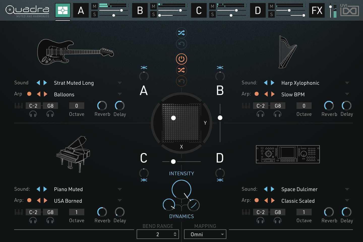 UVI Quadra - Muted and Harmonics - plugin wtyczka VST VST3 AAX ZAMIANA