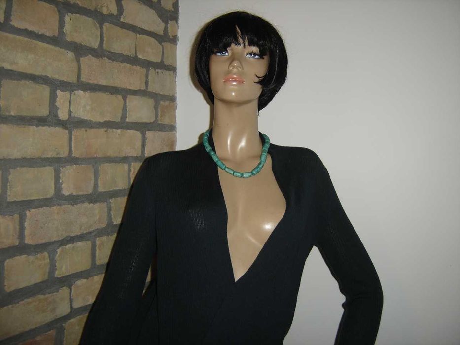 Max Studio sweter narzutka 100% wełna merino merynosy malachit S