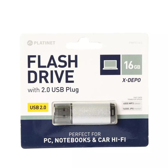 Pendrive 16gb Usb 2.0 X-depo Sreb Plat 42175 Wb