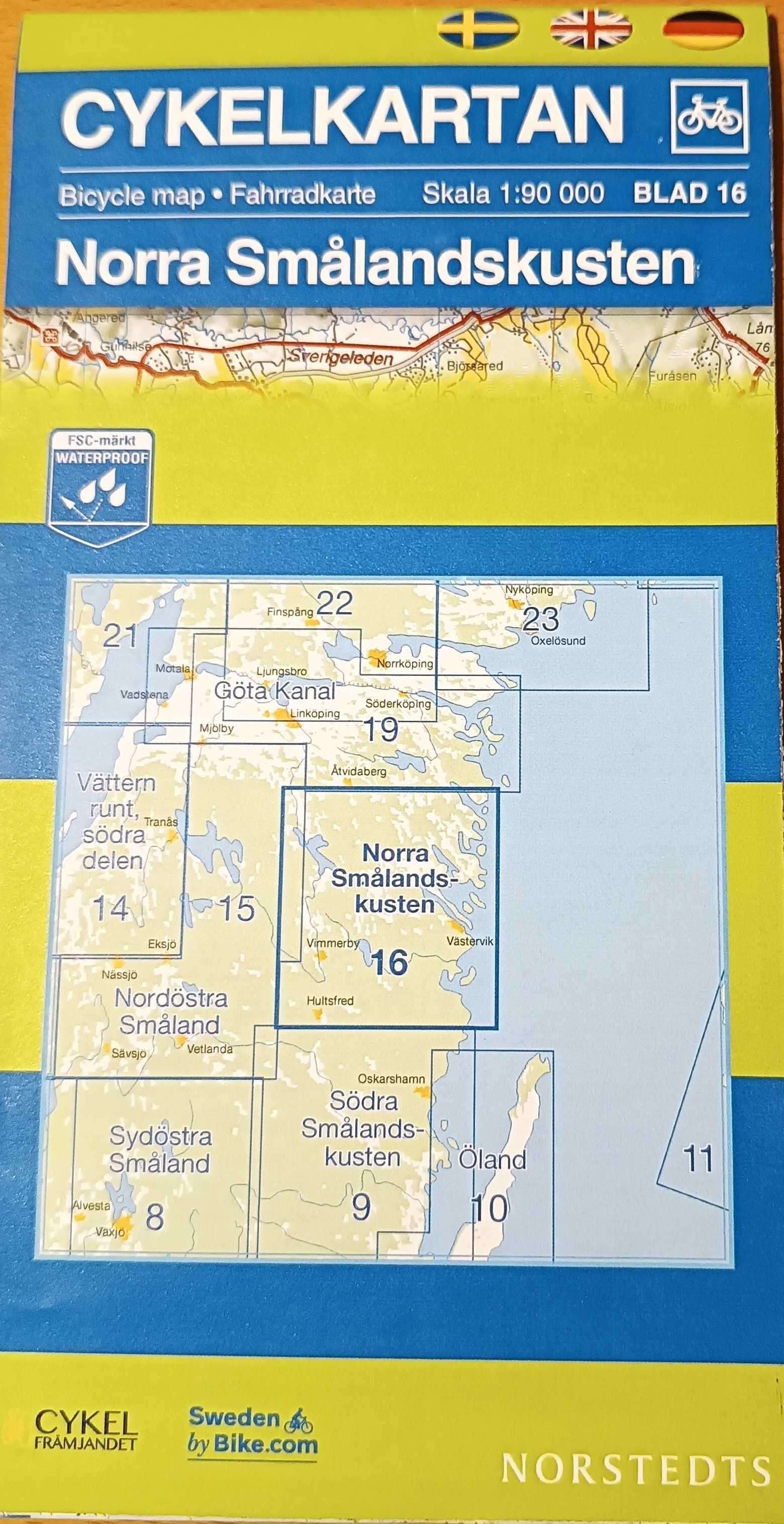 Mapa rowerowa Szwecji Cykel Framjandet 16 Norra Smalandskusten