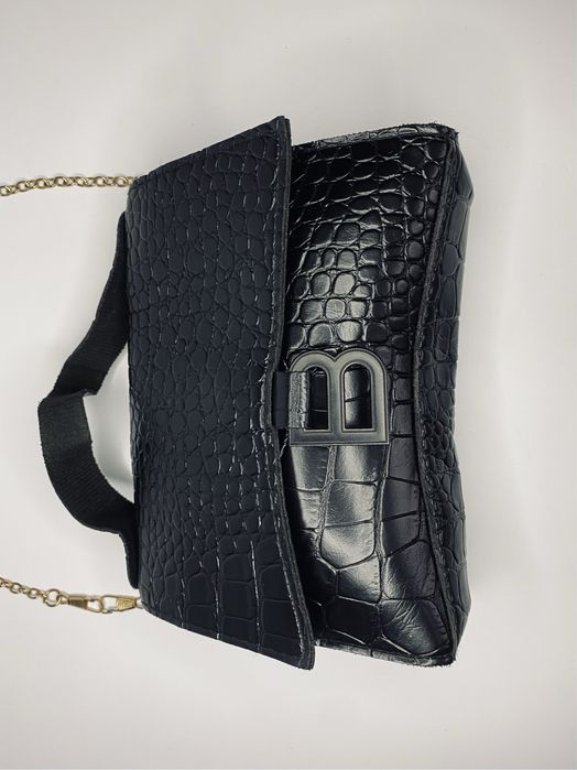 Balenciaga чорна сумка з тисненням під крокодила
