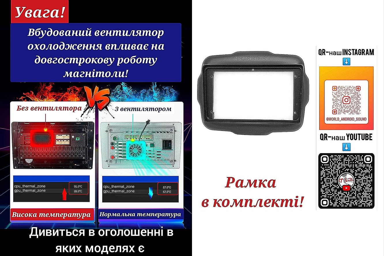 Магнитола Android Jeep Renegade, Bluetooth, GPS навігація, з рамкой!