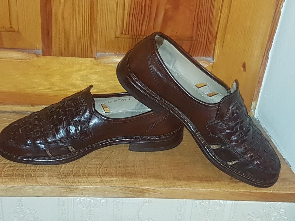 летние кожаные туфли мокасины Sioux(Германия) 42,5 (8,5) ручная работа