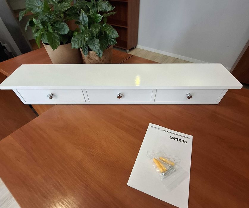 Konsolka z szufladkami,biała, wysoki połysk