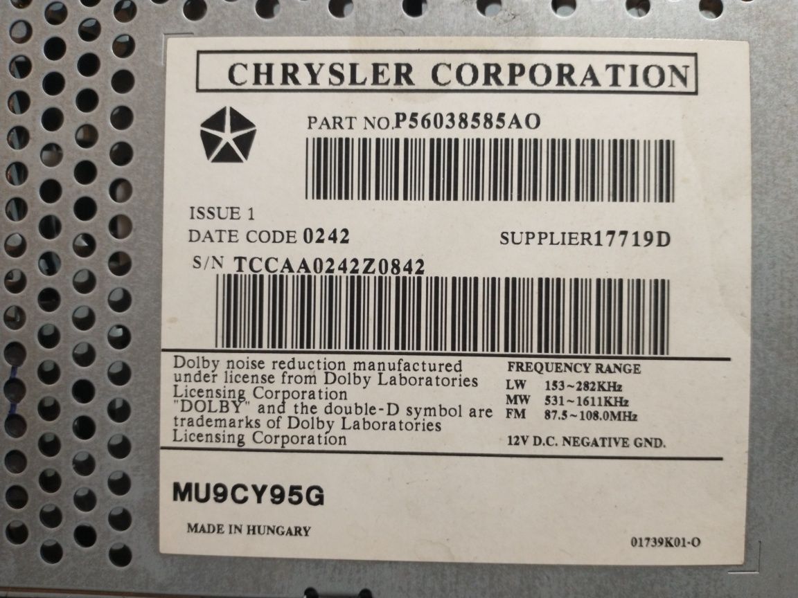 RADIO fabryczne cd chrysler pt cruiser mu9cy95G