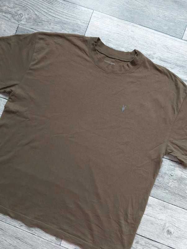 T-shirt Allsaints khaki koszulka oversize