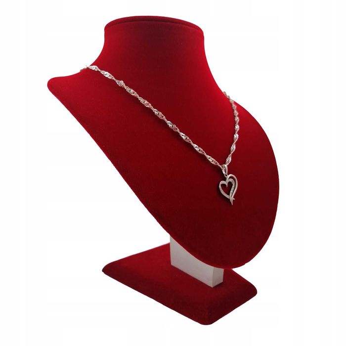 Srebrny łańcuszek singapur+serce 50cm 925 GWARANCJA PREZENT