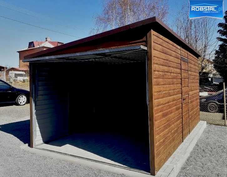 Garaż Blaszany 3x5m Drewnopodobny – Spad na bok! Bezpłatny Montaż!