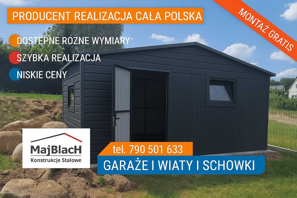Grafitowa Wiata Narzędziowa Garaż Schowek Altana Magazyn – Maj-Blach