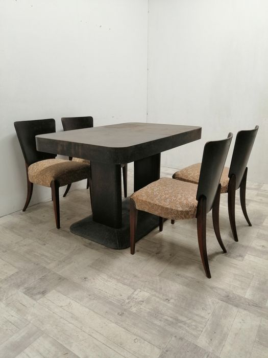 stół art Deco projekt  Halabala design stary prostokąt rozkładany