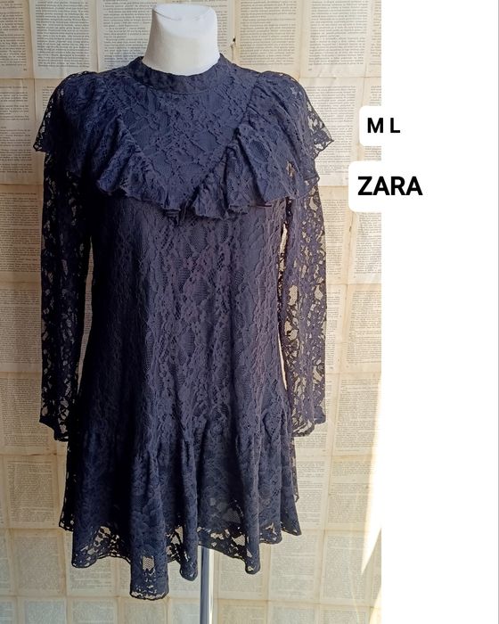 Zara dress+shorts M L biust 49,5x2 koronka gotic dark romantic