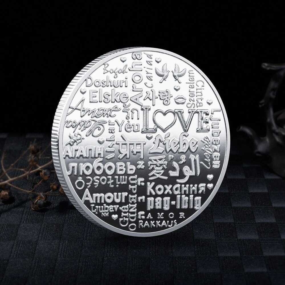 Свадебная монета для влюбленных I Love You Silver