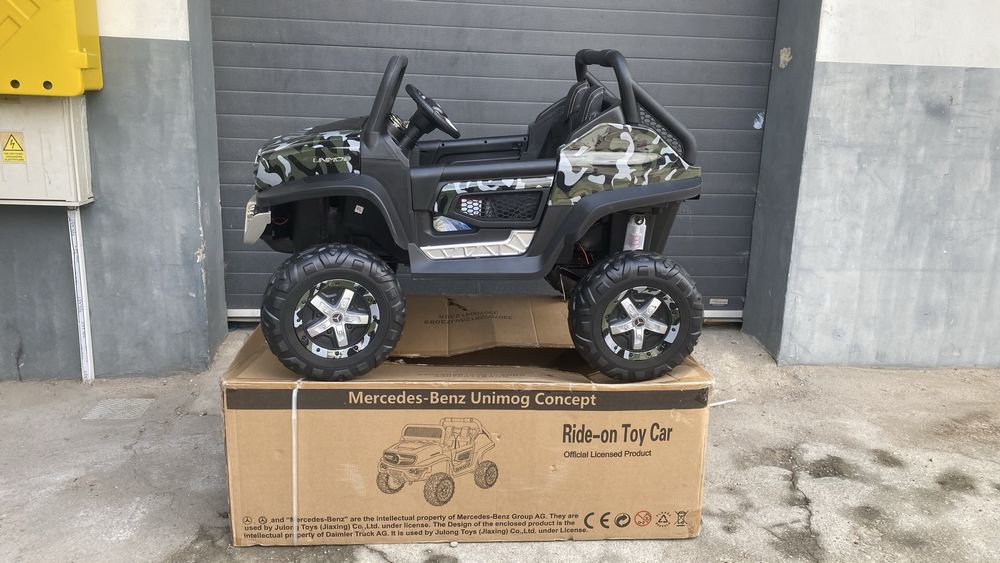 Mercedes Unimog samochód elektryczny dla dzieci 12V moro kola guma now