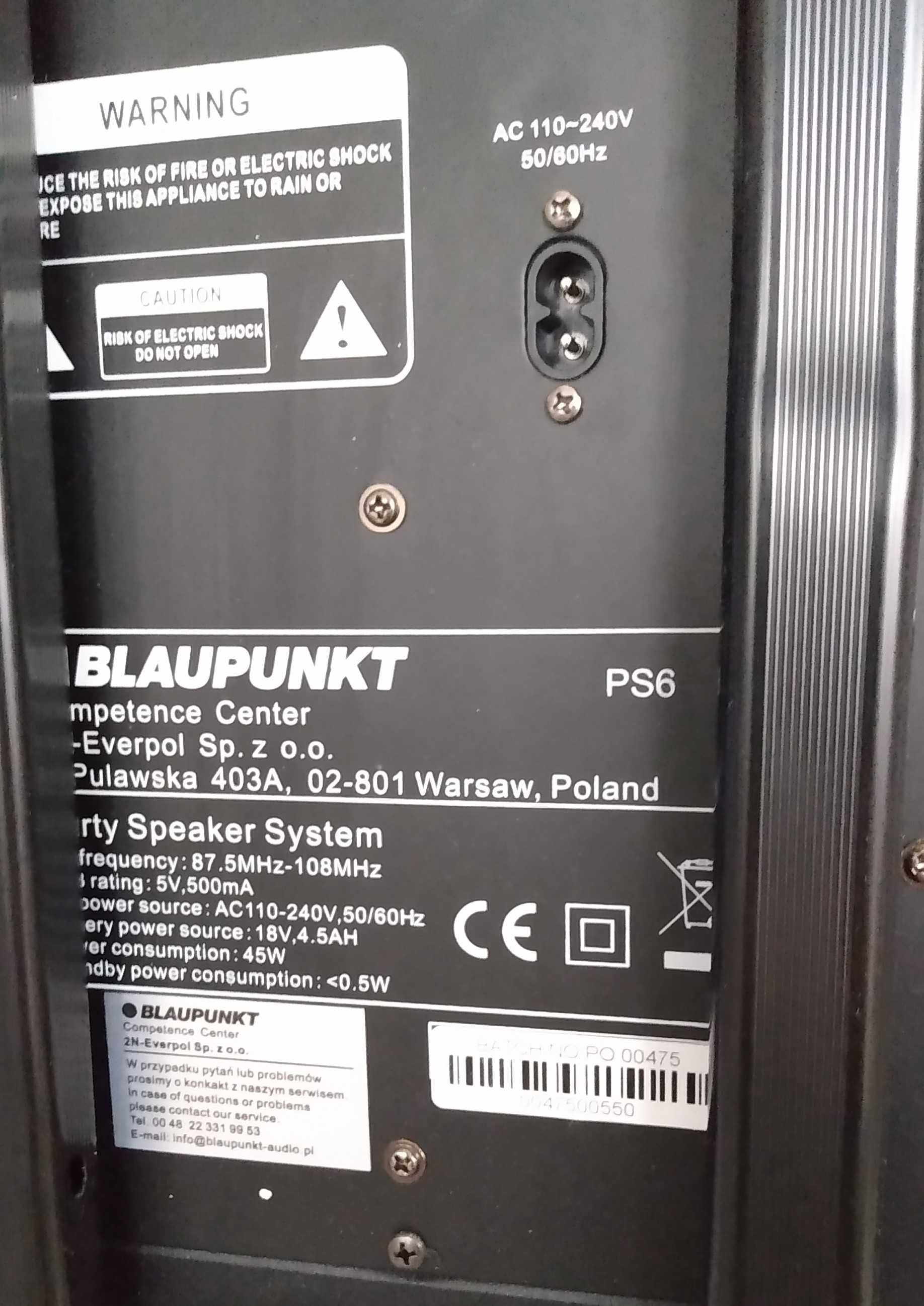 Sprzedam – Głośnik - Kolumna aktywna Blaupunkt PS 6
FM/BT/USB/SD/AUX