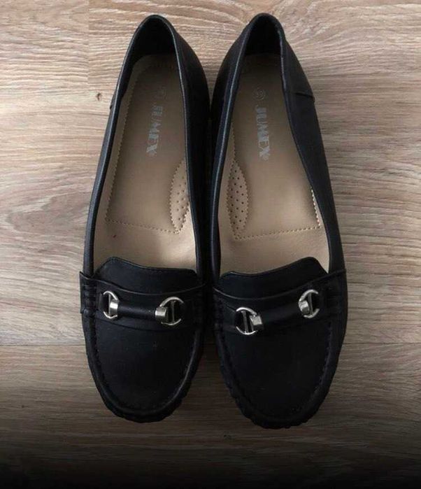 Baleriny Buty Czarne Vintage 39 mokasyny eleganckie wyjściowe wesele