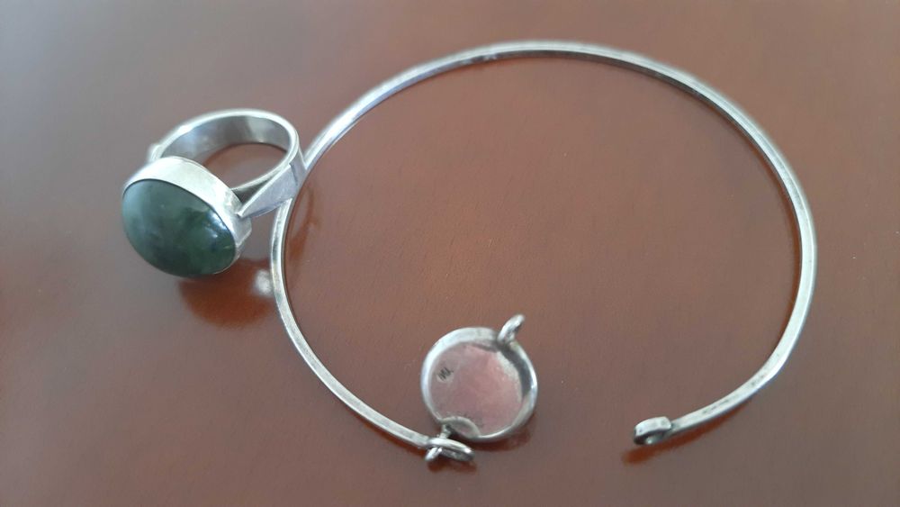 srebro prl bransoletka z pierścionkiem stara srebrna biżuteria prl