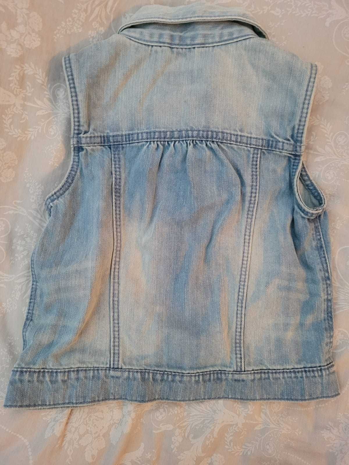 Kamizelka jeansowa bezrękawnik dżins dla dziewczynki F&F r.116 6-7 lat