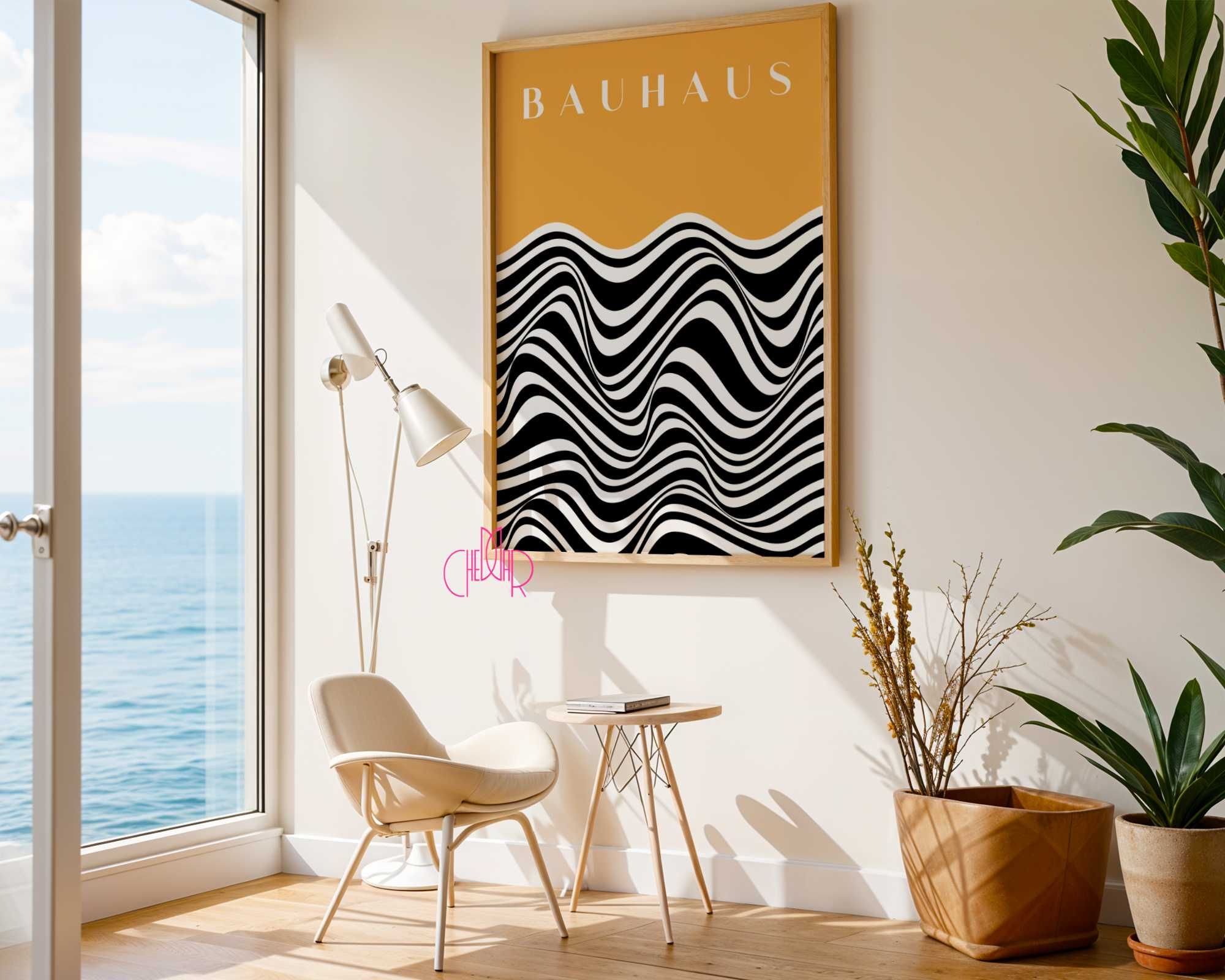 Plakat Bauhaus, biało-czarne linie