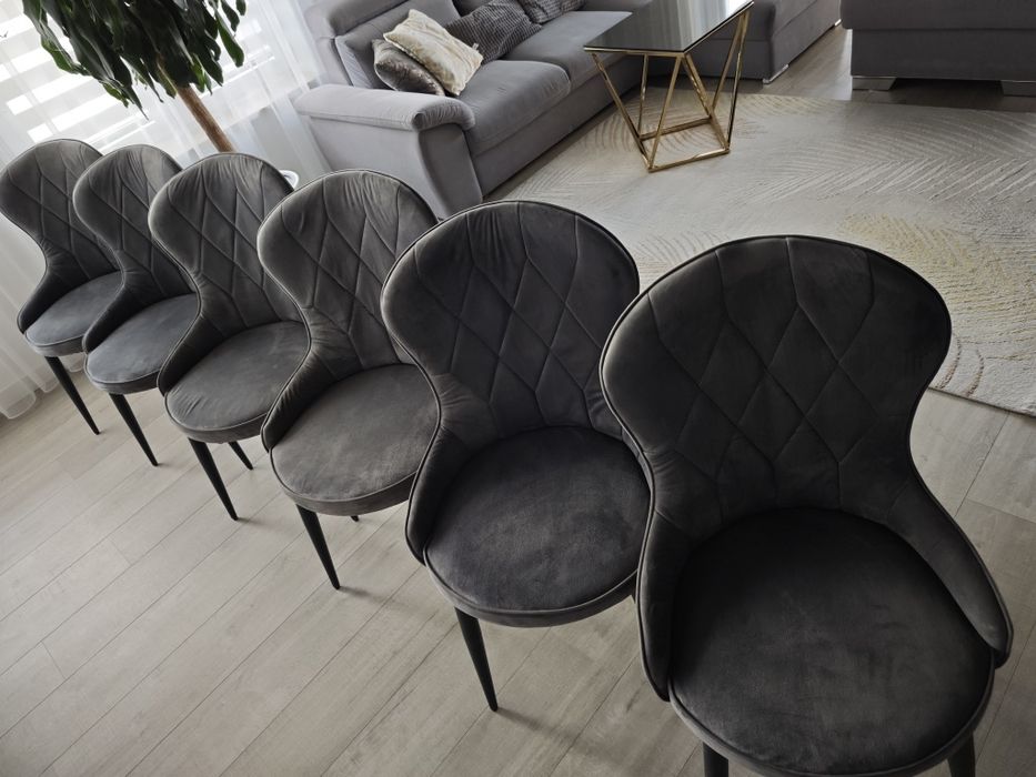 Krzesła Halmar tapicerowane – grafitowe