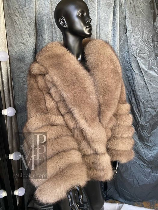 Шикарная песцовая шуба автоледи в окрасе светлый соболь, 42-56 размеры