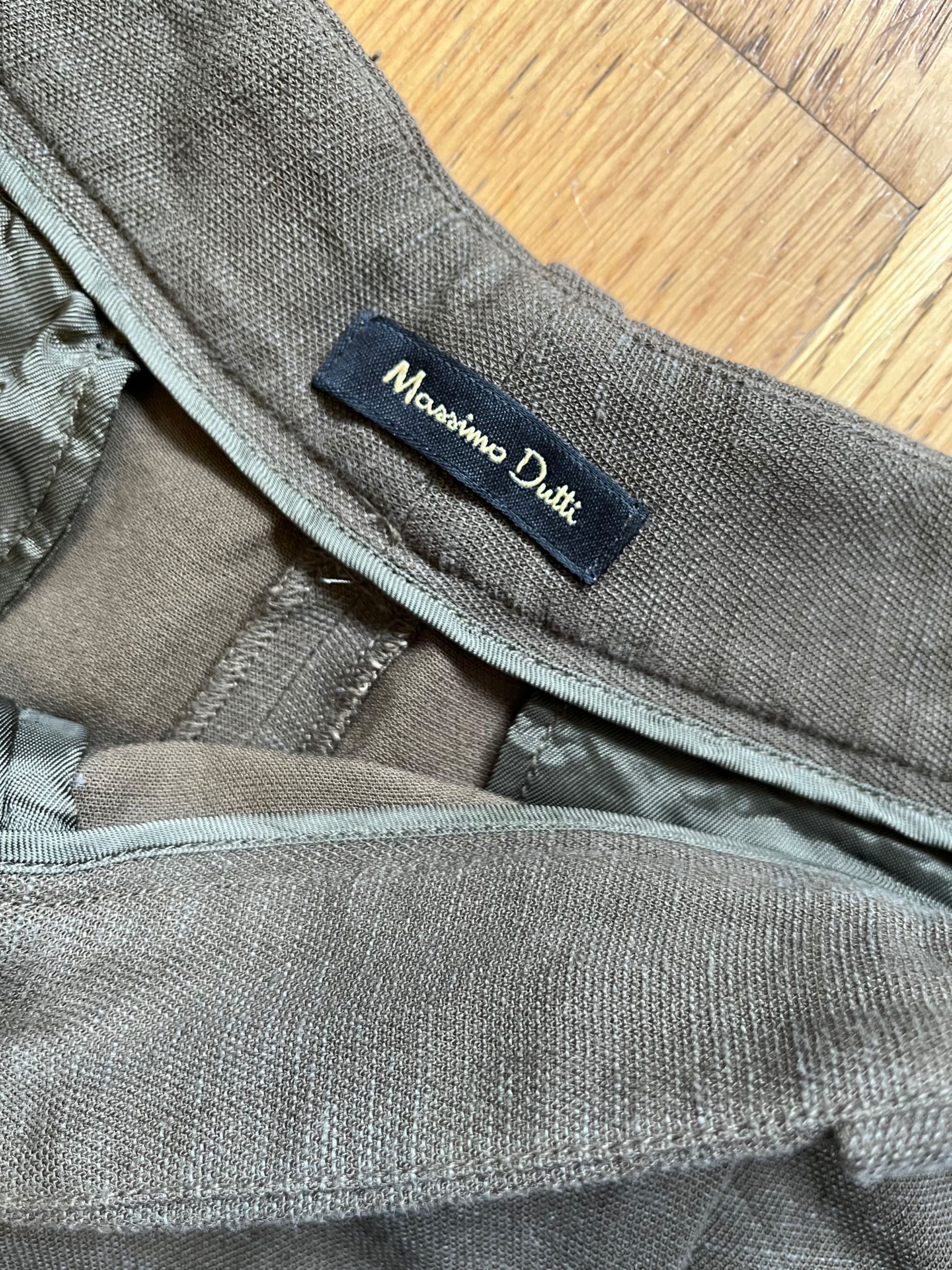 Spodnie Massimo Dutti S 36 len i wiskoza kolor oliwkowy khaki