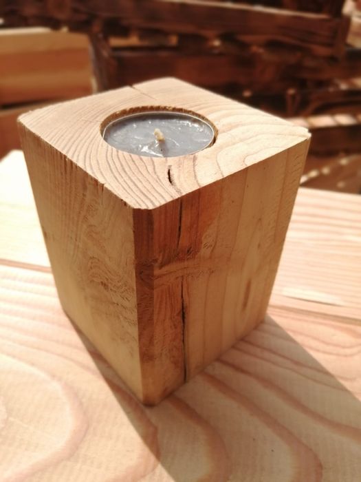 Świecznik drewniany, świeczniki, podgrzewacz