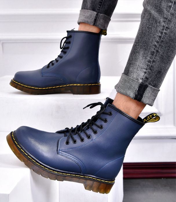 Glany botki traperki dr martin Combat Boots niebieskie timberki