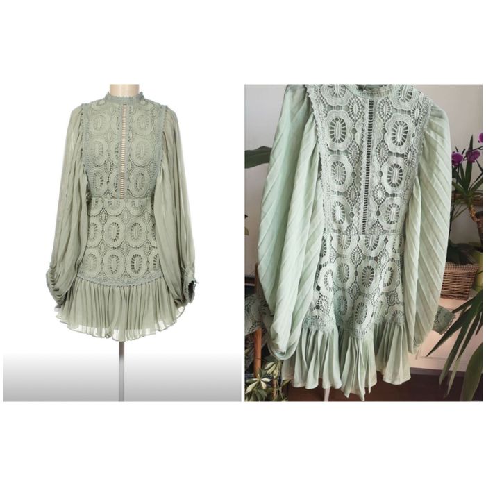 Zielona koronkowa sukienka mini pasek xxl 44 xl 42 asos luxe