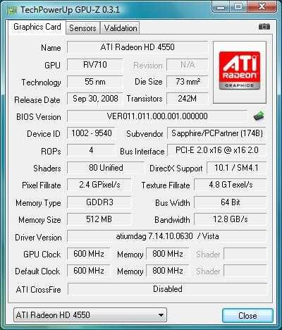 ATI Radeon HD 4550 512 mb ddr3