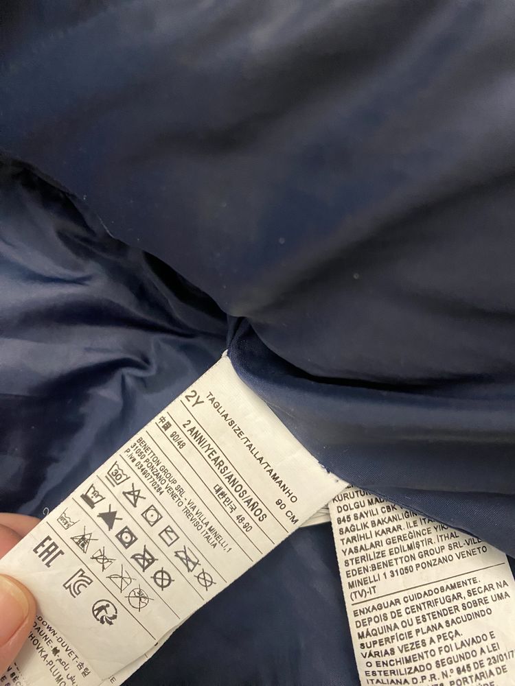 Зимний пуховик united colours of Benetton на 2 года, 90 см