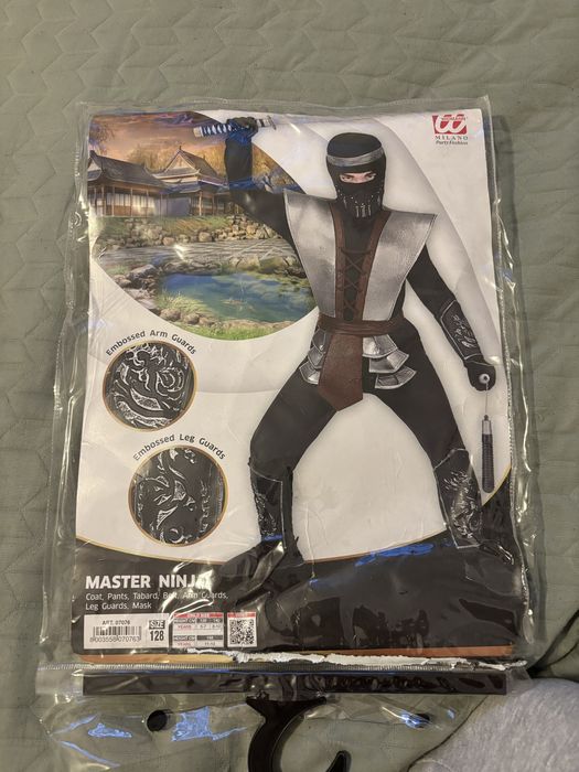 Strój dla dzieci, Ninja czarny, rozmiar 128 kompletyn
