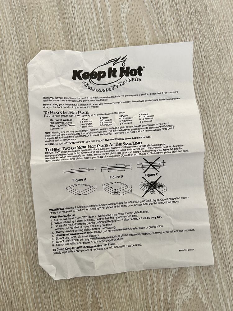 Горячий камень, термоподставка , Keep It Hot Microwave